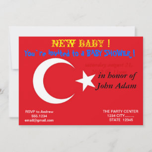 Baby Shower Invitation with Flag of Turkey