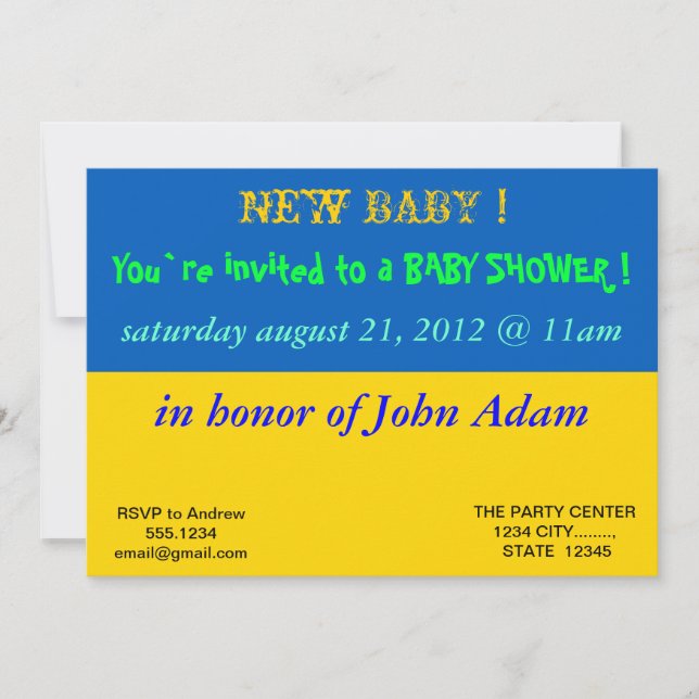 Baby Shower Invitation with Flag of Ukraine (Front)