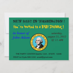 Baby Shower Invitation with Flag of Washington