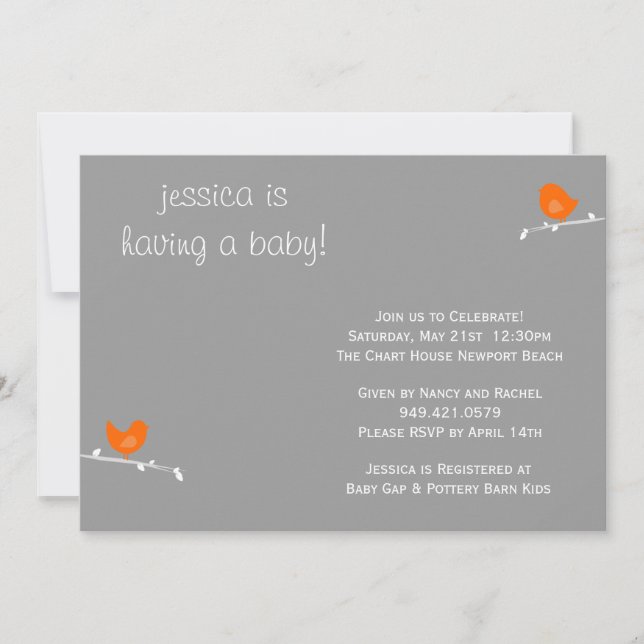 Baby Shower Invitation with Matching Envelopes (Front)