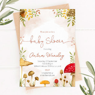 Baby shower invitation with mushrooms