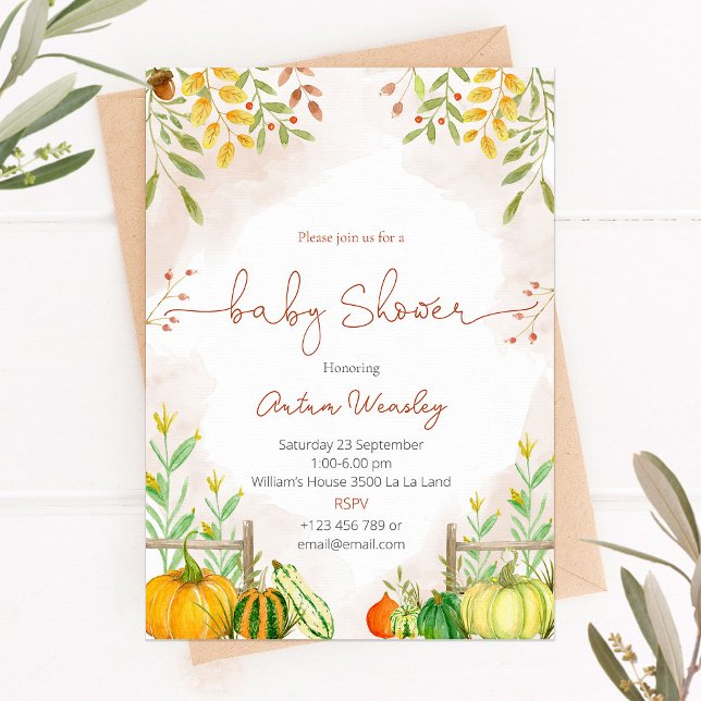 Baby shower invitation with pumpkins (Creator Uploaded)
