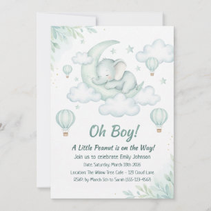 Baby Shower invitation with Sleeping Baby Elephant