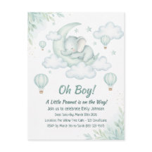 Baby Shower invitation with Sleeping Baby Elephant