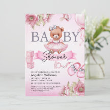 Baby Shower Invitation with teddy bear.