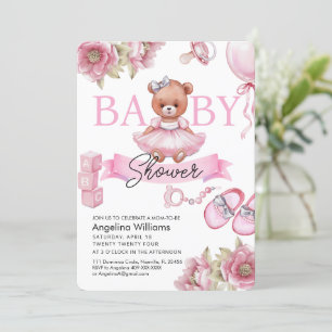 Baby Shower Invitation with teddy bear.