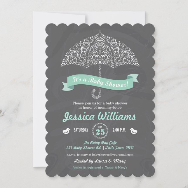 Baby Shower Invitation with Umbrella (Front)