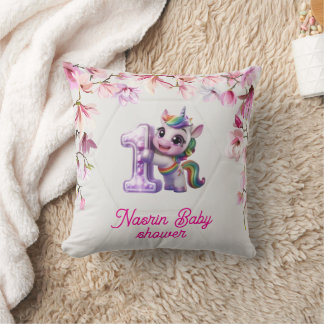 Baby Shower Invitation with Unicorn Cushion