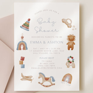 Baby Shower Invitation Wooden Toys – Boho Style fo