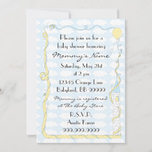 Baby Shower Invitation. Yellow/Blue/Castle Invitation
