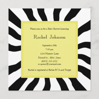 Baby Shower Invitation - Zebra & Yellow