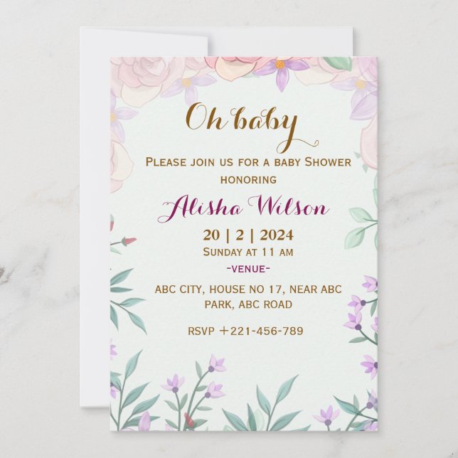 Baby shower invitations  (Front)