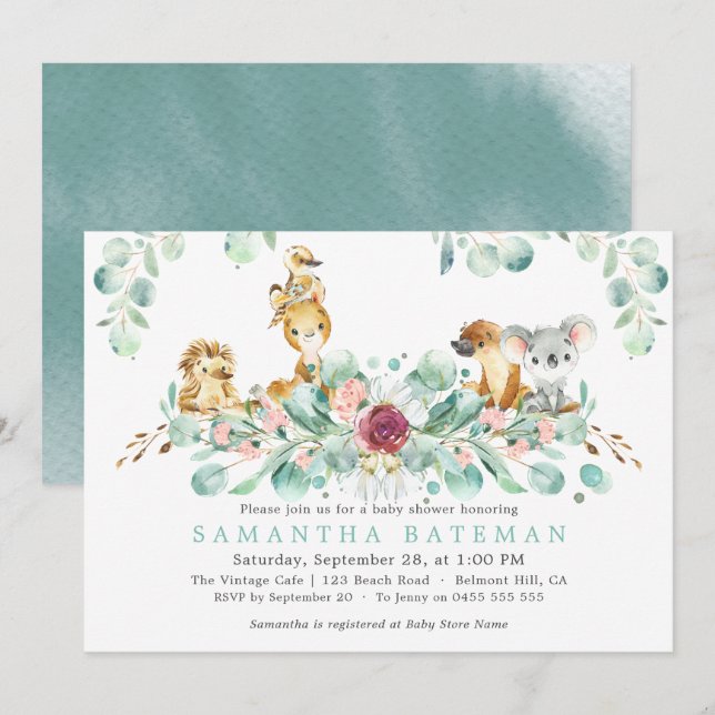 Baby Shower Invitations | Australian Safari (Front/Back)