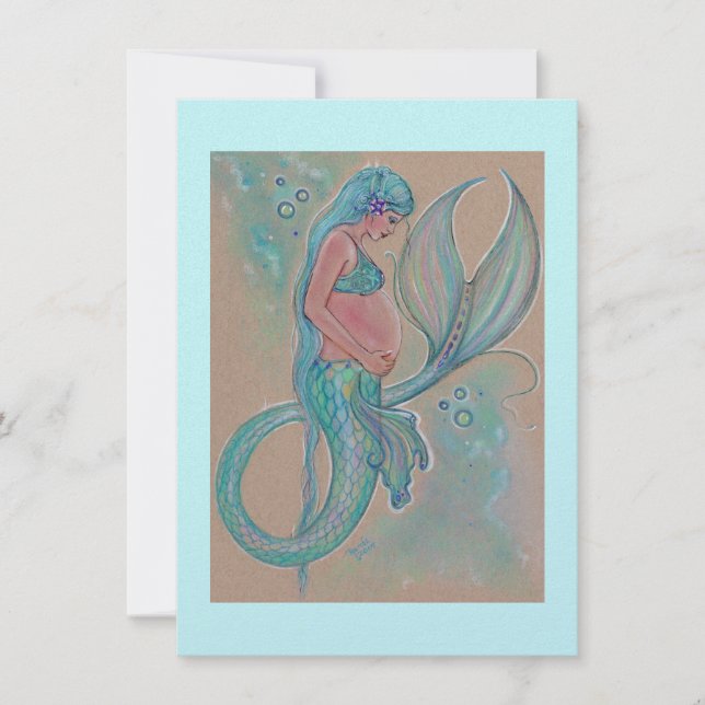 Baby shower invitations blue mermaid by Renee (Front)