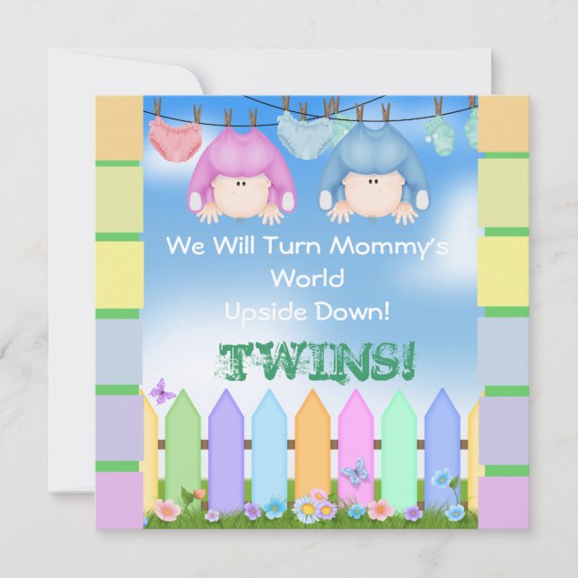 BABY SHOWER Invitations boy and girl TWINS! (Front)