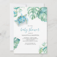 Baby Shower Invitations Boy Tropical Sea Turtle