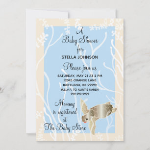 Baby Shower Invitations Cream/Blue Turtle Invite