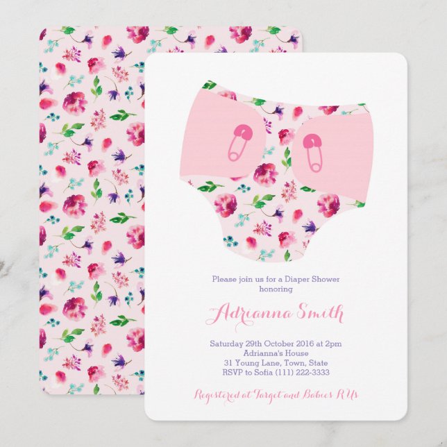 Baby Shower invitations, Diaper & Wipes Shower Invitation (Front/Back)
