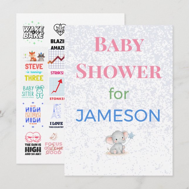 Baby Shower Invitations Enclosure Cards Signs | De (Front/Back)