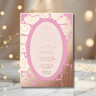 Baby Shower Invitations Foil Funky Pink Rose Gold