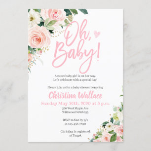Baby Shower Invitations for a Girl Pink and Gold