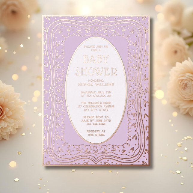 Baby Shower Invitations Gender Neutral Lavender (Creator Uploaded)