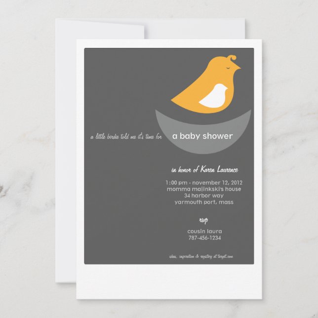 Baby Shower Invitations - Modern Bird (Front)
