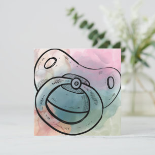 Baby Shower Invitations- Pacifier- Tie Dye Thank You Card