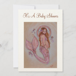 Baby shower invitations pregnant mermaid by Renee
