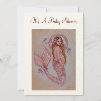 Baby shower invitations pregnant mermaid by Renee