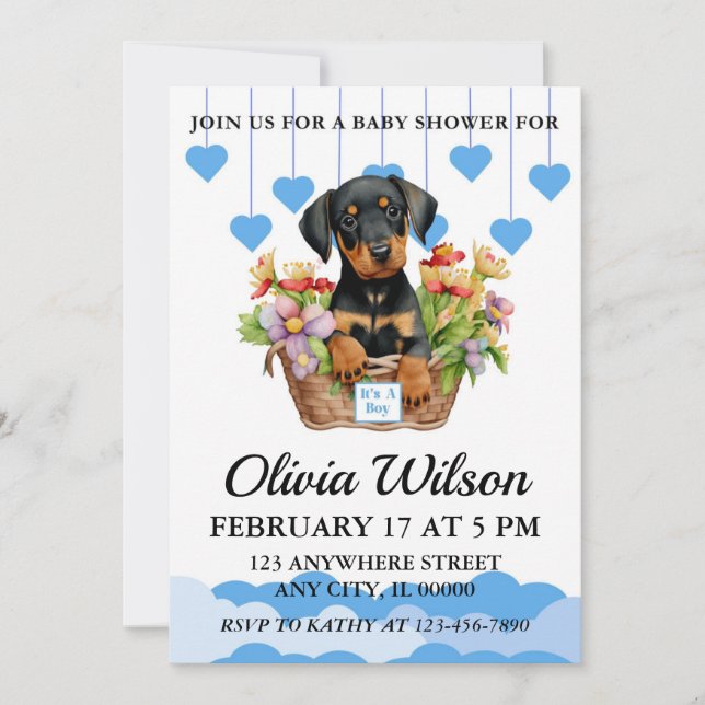 Baby Shower Invitations, Puppy Theme Invitations (Front)
