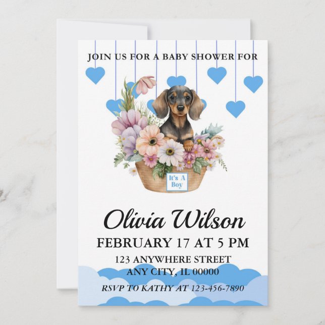 Baby Shower Invitations, Puppy Theme Invitations (Front)