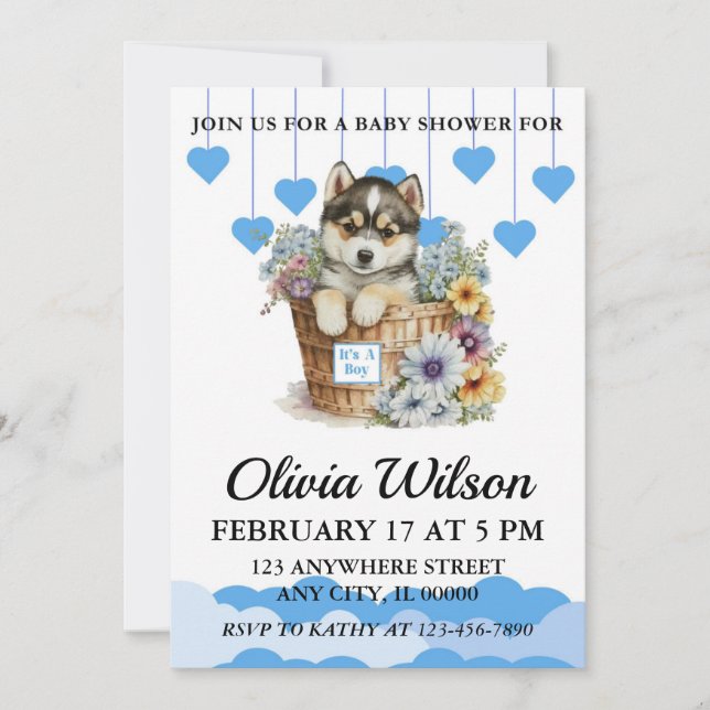 Baby Shower Invitations, Puppy Theme Invitations (Front)