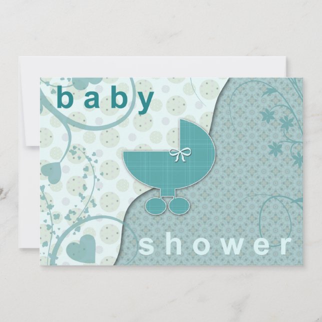 Baby Shower Invitations Soft Teal Boy or Girl (Front)
