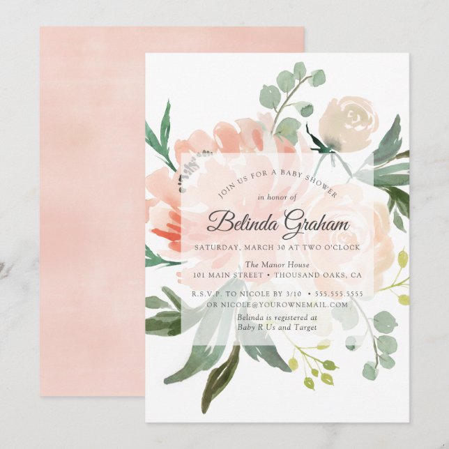Baby Shower Invitations | Sweet Floral 01 (Front/Back)
