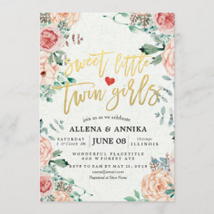 Baby Shower Invitations Sweet Little Twin Girls