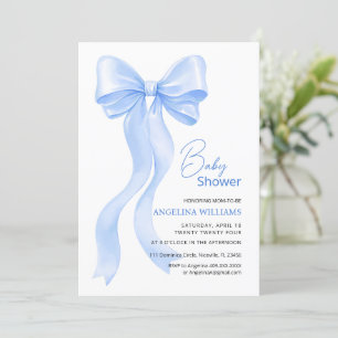Baby shower invitations with adorable bow.