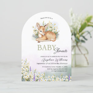 Baby shower invitations with an adorable  fawn.