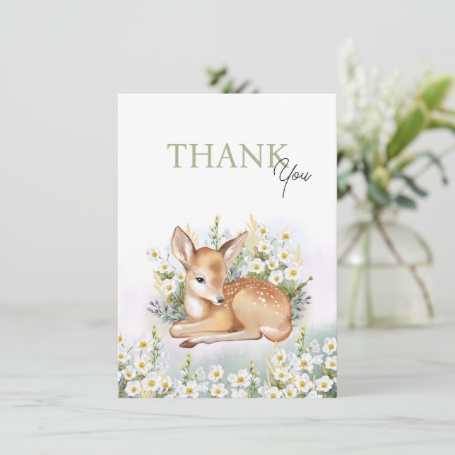 Baby shower invitations with an adorable  fawn. (Standing Front)