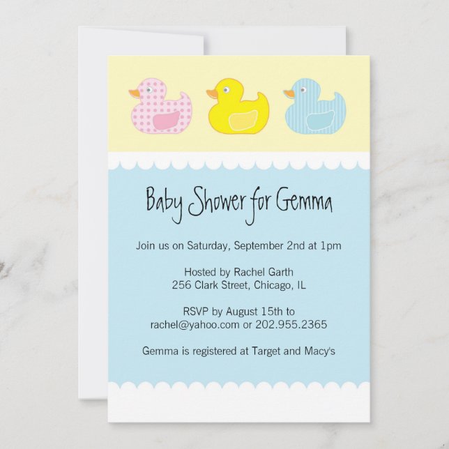 Baby Shower Invitations with Ducks (Front)