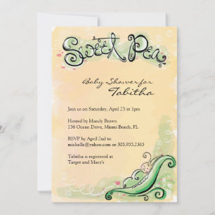 Baby Shower Invitations with Sweet Pea Baby