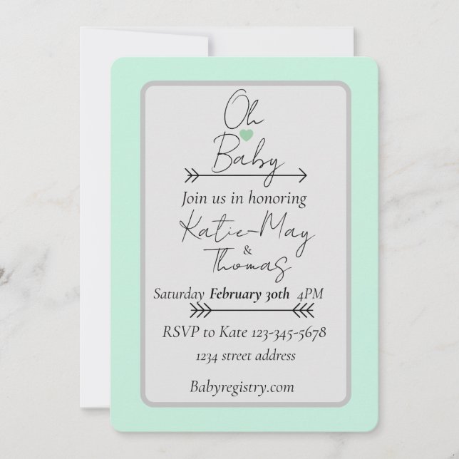 Baby shower invite arrow   (Front)