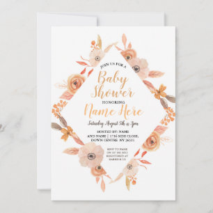Baby Shower Invite Autumn Fall Auburn Floral