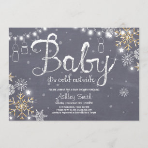 Baby Shower invite Baby it's cold outside Silver