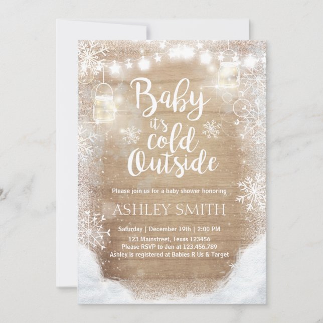 Baby Shower invite Baby it's cold outside Winter (Front)