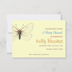 Baby Shower Invite   Butterfly Yellow
