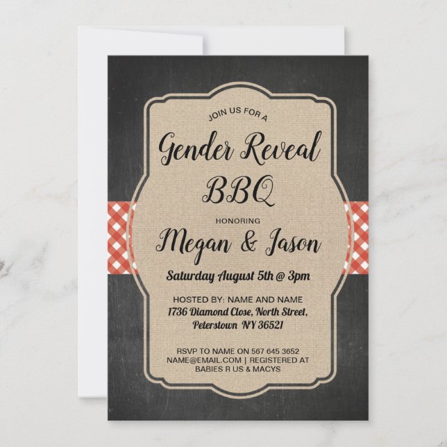 Baby Shower Invite Couples BBQ Gender Reveal (Front)