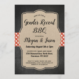 Baby Shower Invite Couples BBQ Gender Reveal