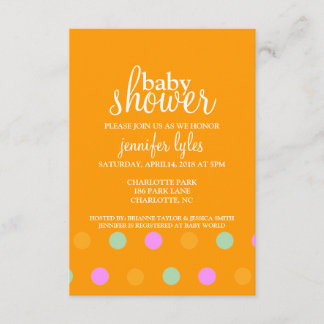 Baby Shower Invite - Dots II - orange