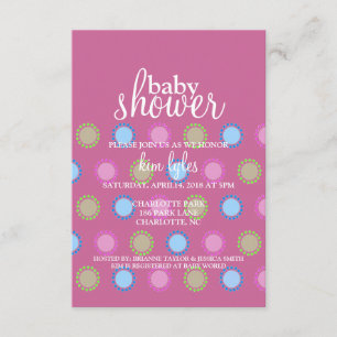 Baby Shower Invite - Dots - purple